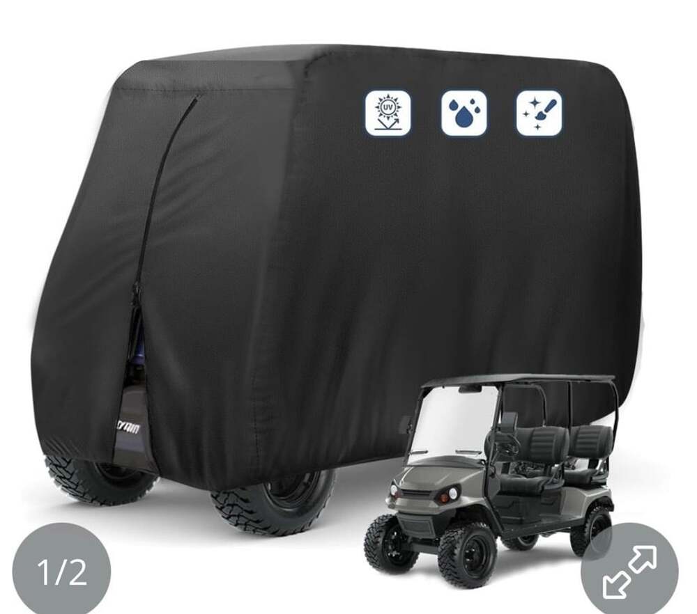 FLYMEI 4 Passenger Golf Cart Cover Waterproof Black (U1024)